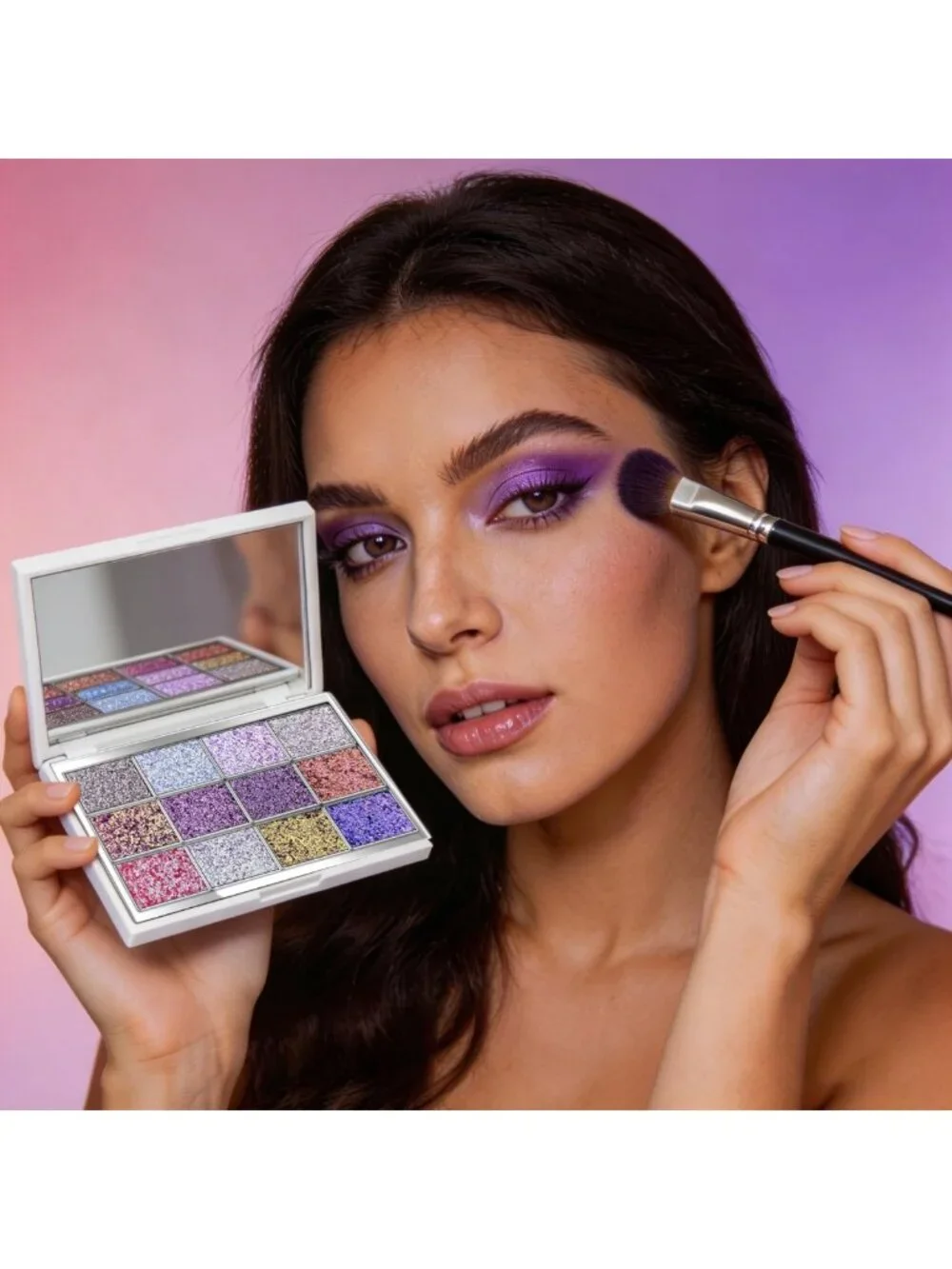 12-Color Multichrome Eyeshadow Palette - Highly Pigmented Glitter & Shimmer